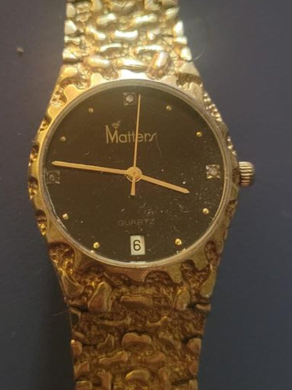 Mattera Gold Nugget Style Men's Quartz Watch - Swiss Movement